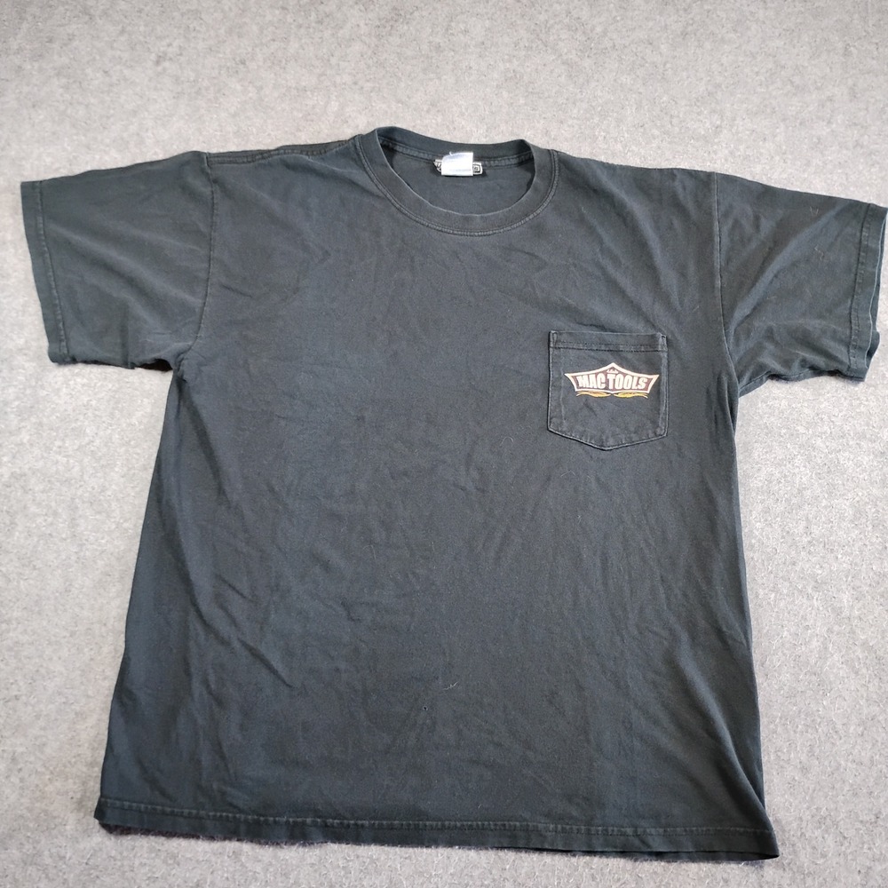 Vintage Mac Tools Pocket T Shirt Mens L Black Hot Rod Car Graphic Short Sleeve‎